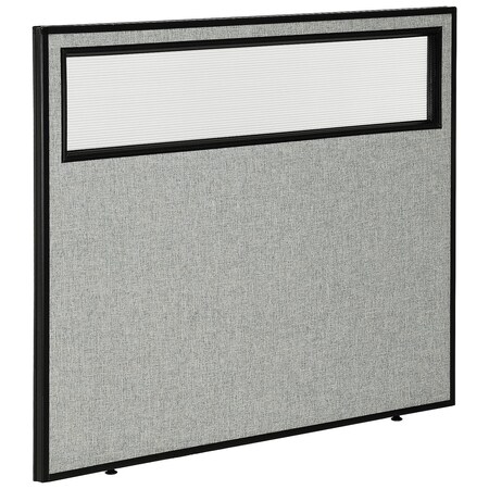 Global Industrial 48-1/4W x 42H Office Partition Panel with Partial Window, Gray 694755WGY